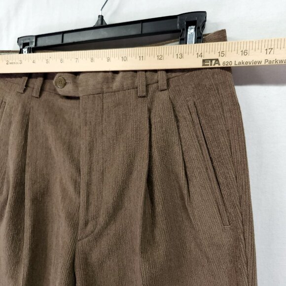 St. Croix Men's Pleated Textured Wool Blend Pants 30x27 Straight Cuff Leg - Picture 3 of 15